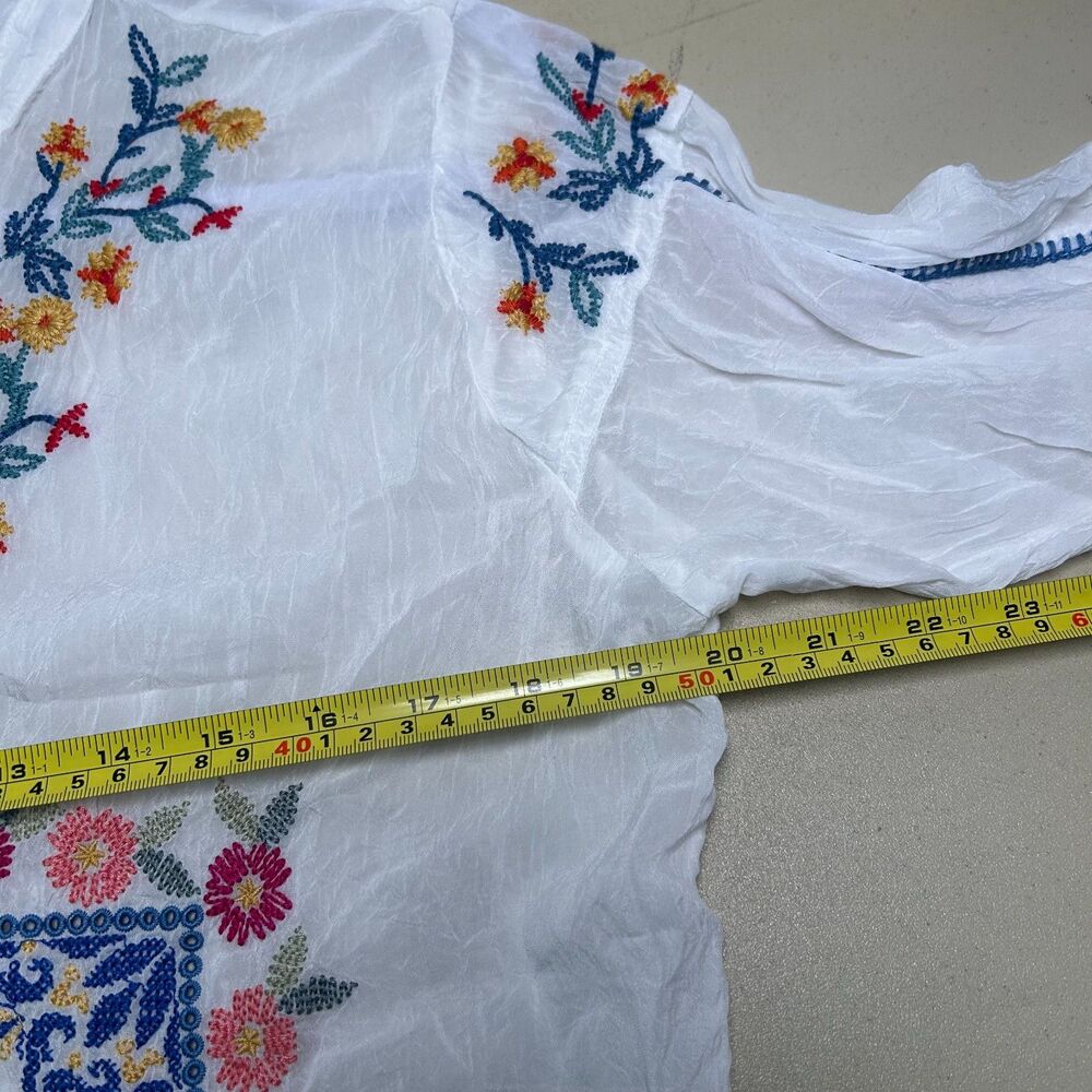 Johnny Was Zodea Almeria White Embroidered Button Front Top PL - Picture 11 of 13